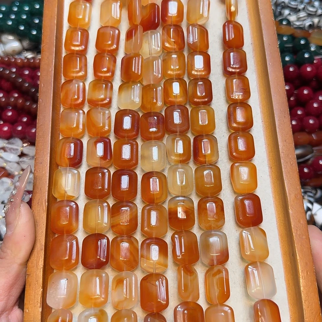 玛瑙/玉髓未镶嵌珠宝半成品渐变红玛瑙无事牌一条14✖️18mm