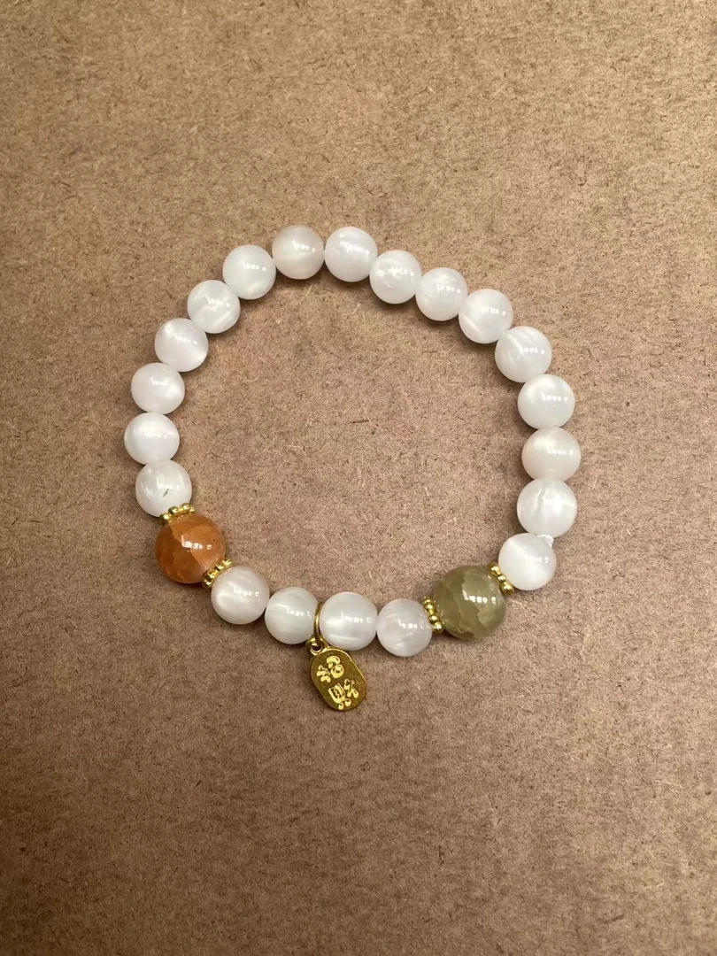 合金树脂手链 七彩纳福变色珠单圈手串 无礼盒 MK960