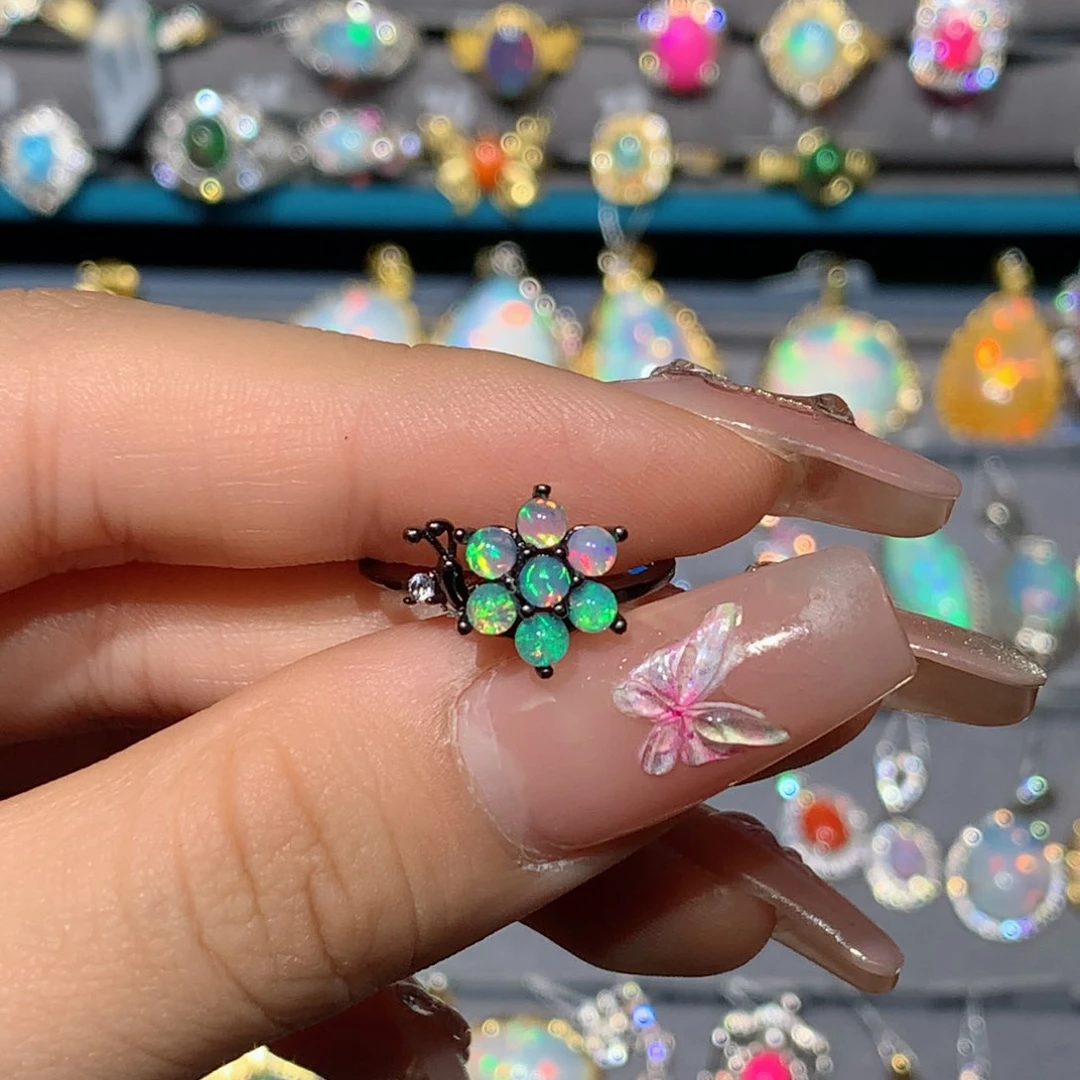 欧泊福利戒指银S925镶嵌