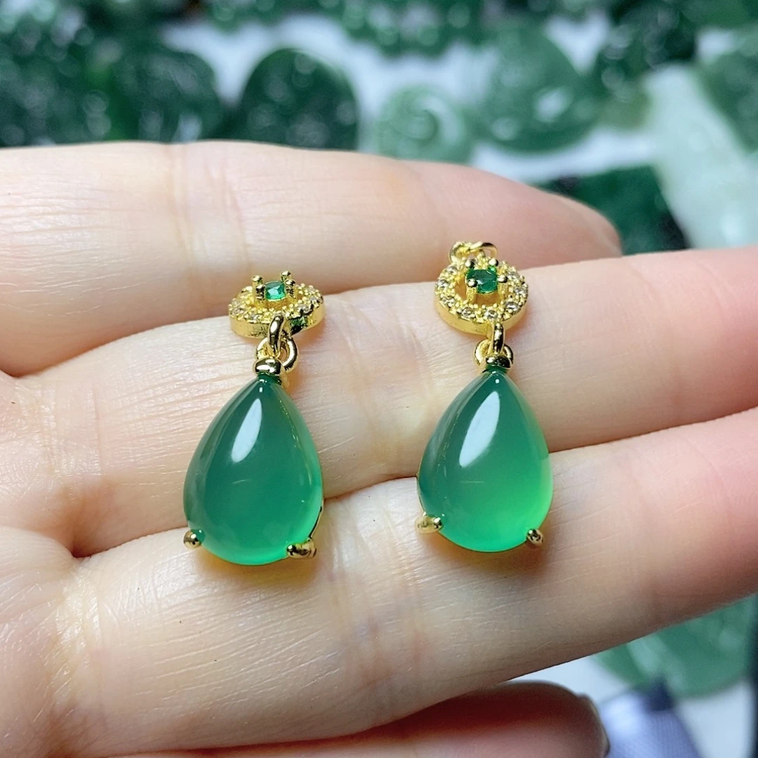 银S925镶嵌耳坠玛瑙/玉髓