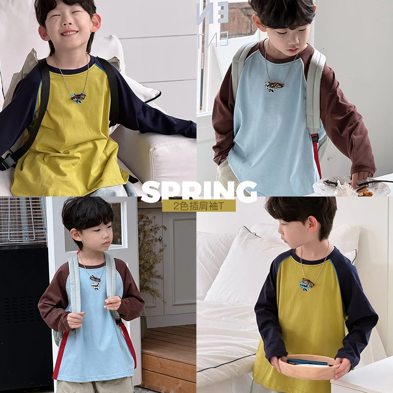 春季新品现货 ivan家童装2025男童女童中大童撞色插肩袖 昕dz4484