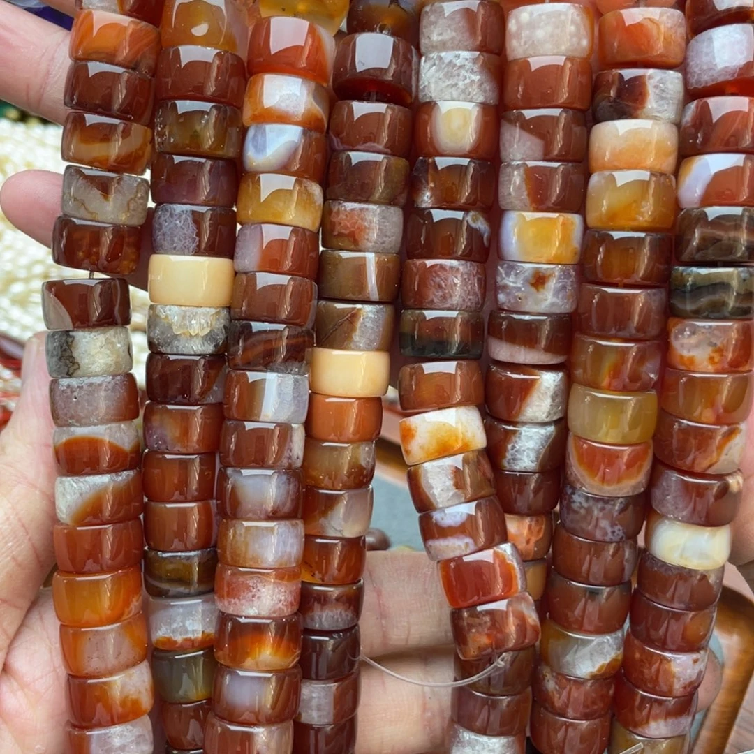 玛瑙/玉髓未镶嵌珠宝奇石玛瑙算盘直切1条卡13.5