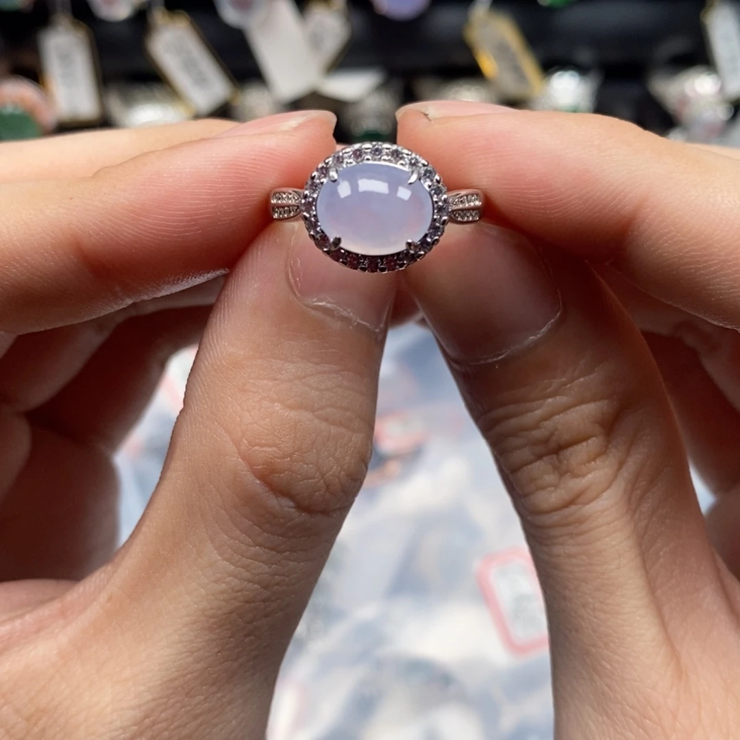 翡翠戒指银S925镶嵌香*天然缅甸翡翠a货