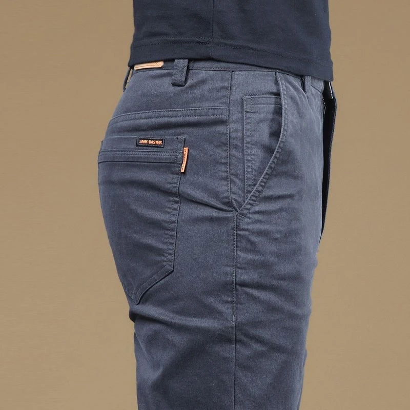 2025春季新款休闲裤男直筒修身韩版潮流商务弹力高端纯棉裤子男装