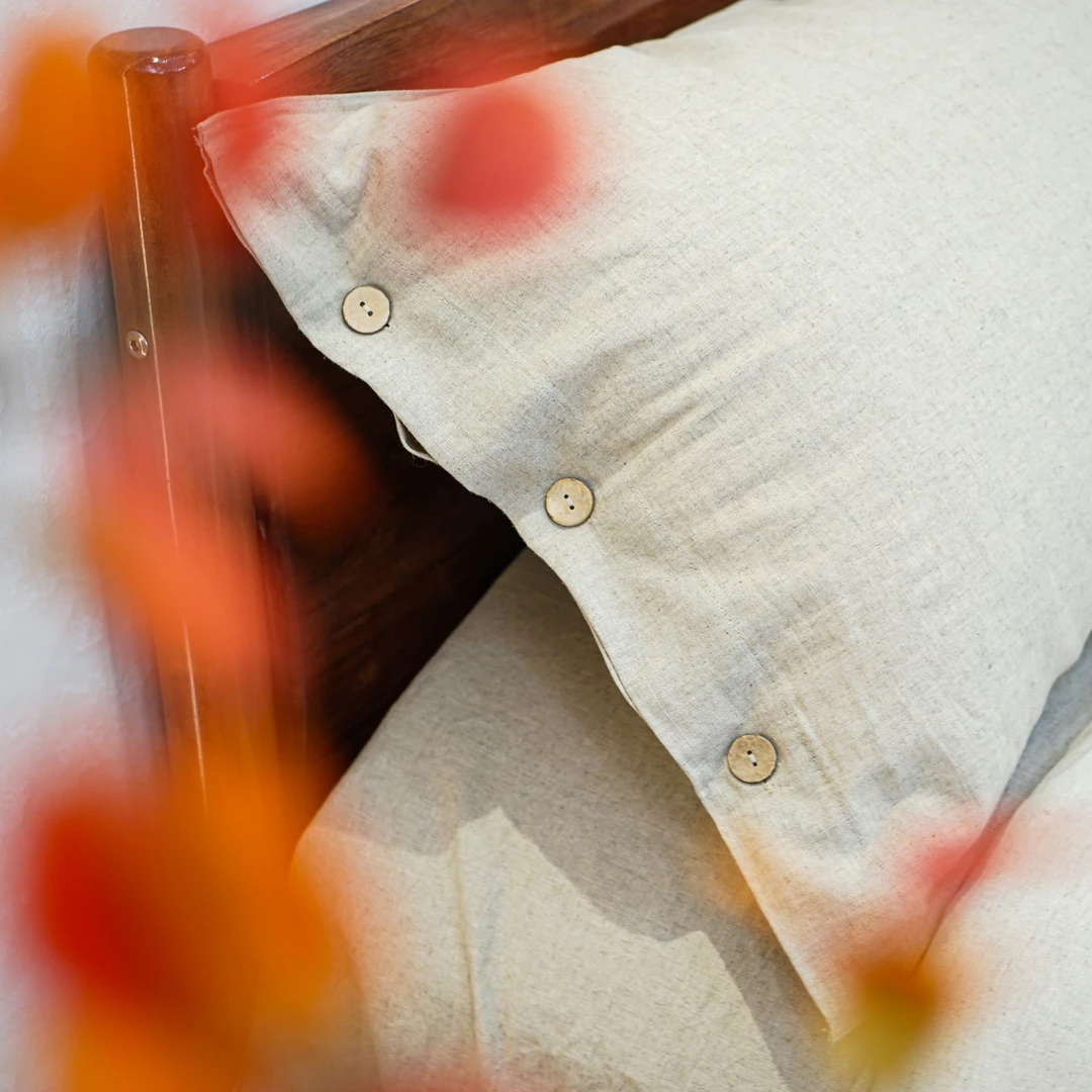 净版罗布麻雨露双针枕套48*74