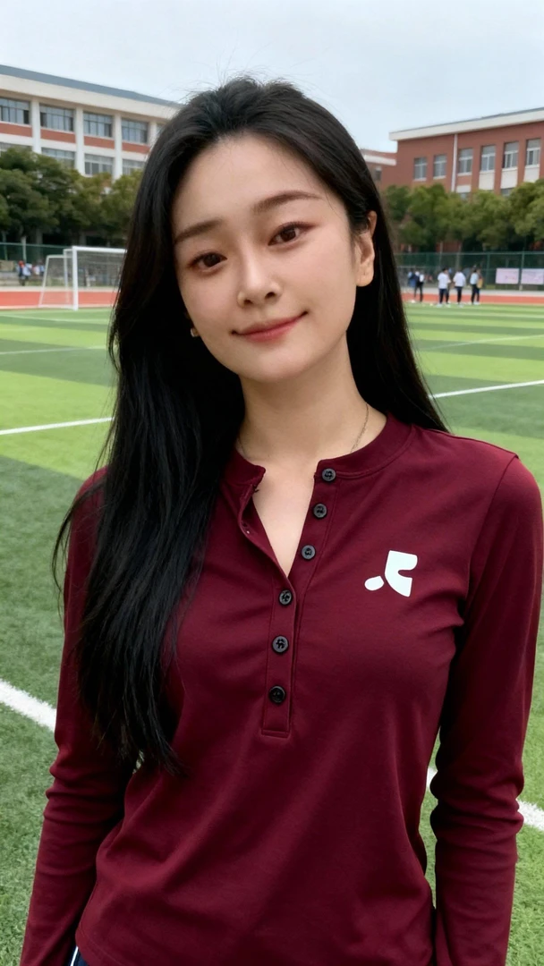 R家韩系小众复古酒红色长袖显瘦修身T恤