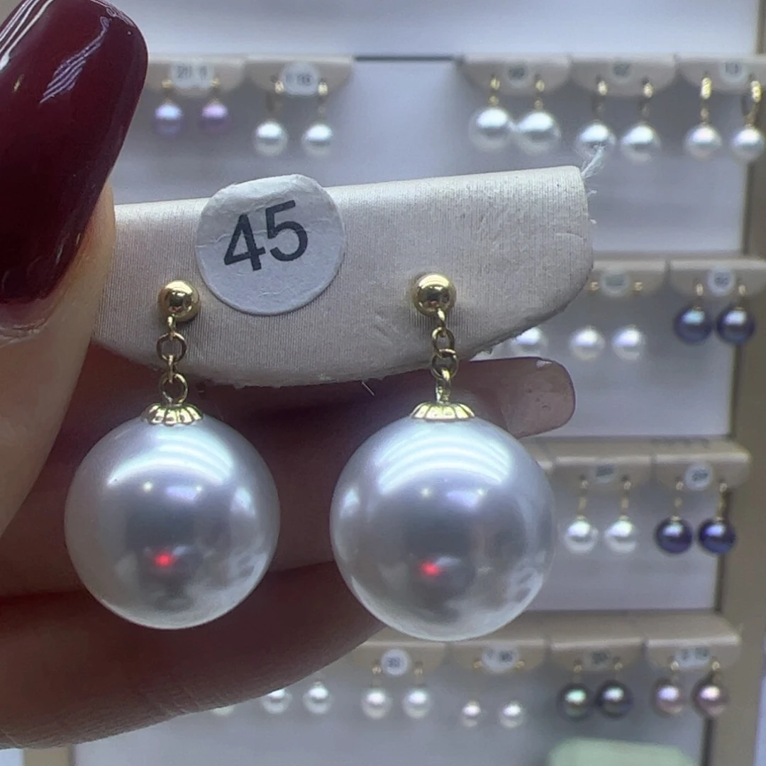 淡水珍珠耳饰18K金镶嵌