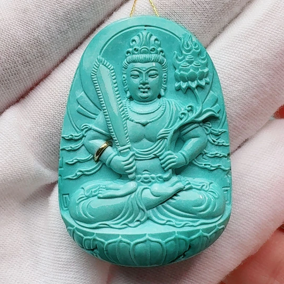 未镶嵌绿松石珠宝奇石精工虚空藏菩萨