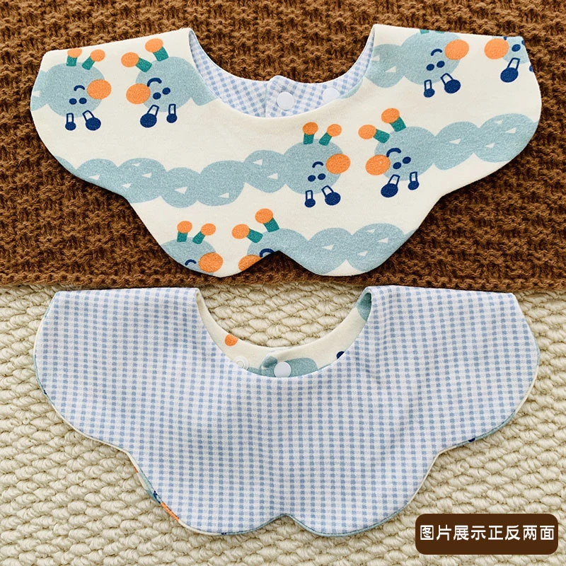 XB2015韩版婴儿双面口水巾新生儿花瓣防水吐奶巾辅食围嘴口水兜