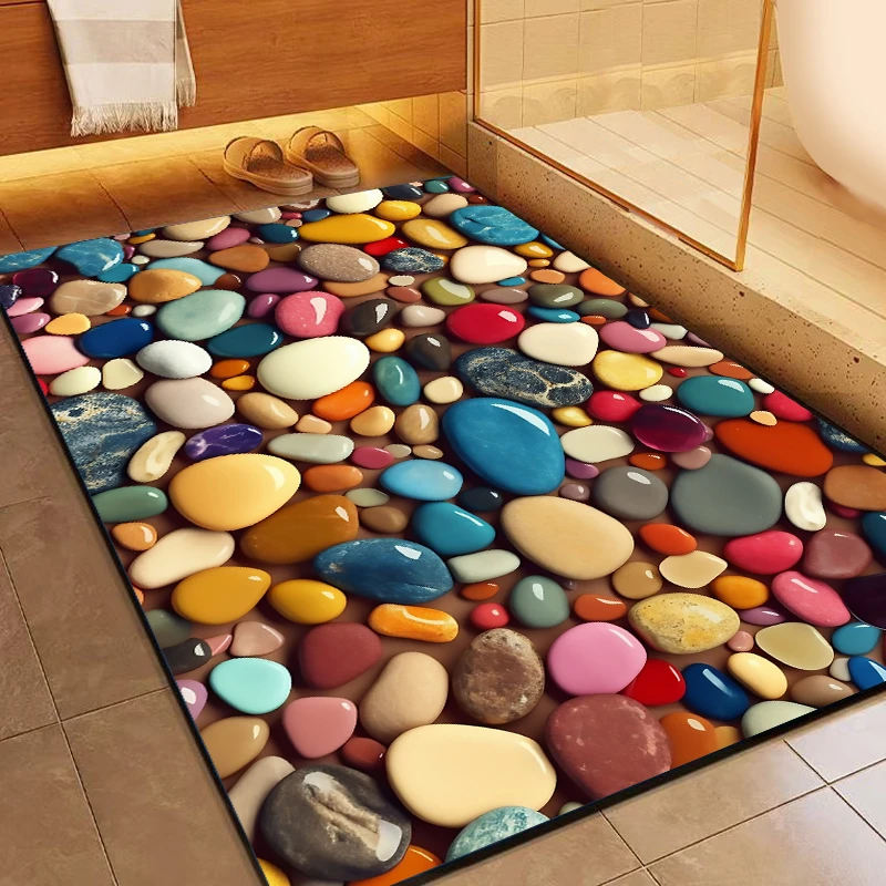 硅藻泥5D立体吸水防滑脚垫家用卧室卫生间浴室门地垫入户大门口垫