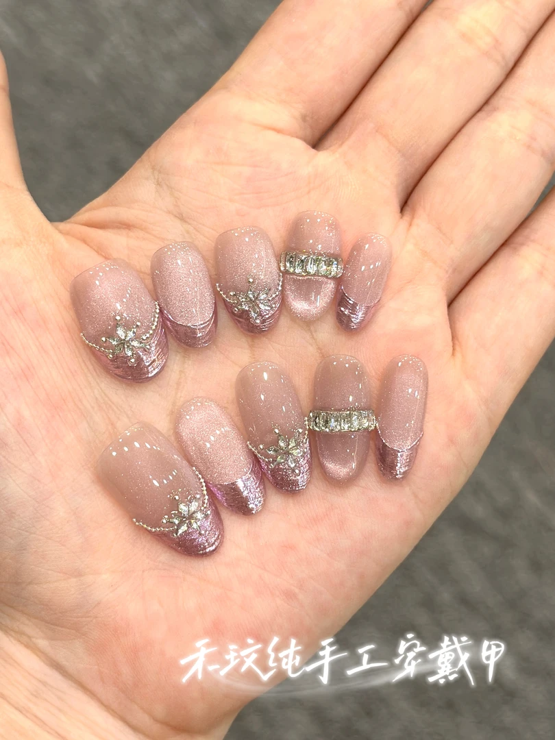 【紫菱】锆石系列 粉紫色系 纯手工系列穿戴甲 可反复穿戴