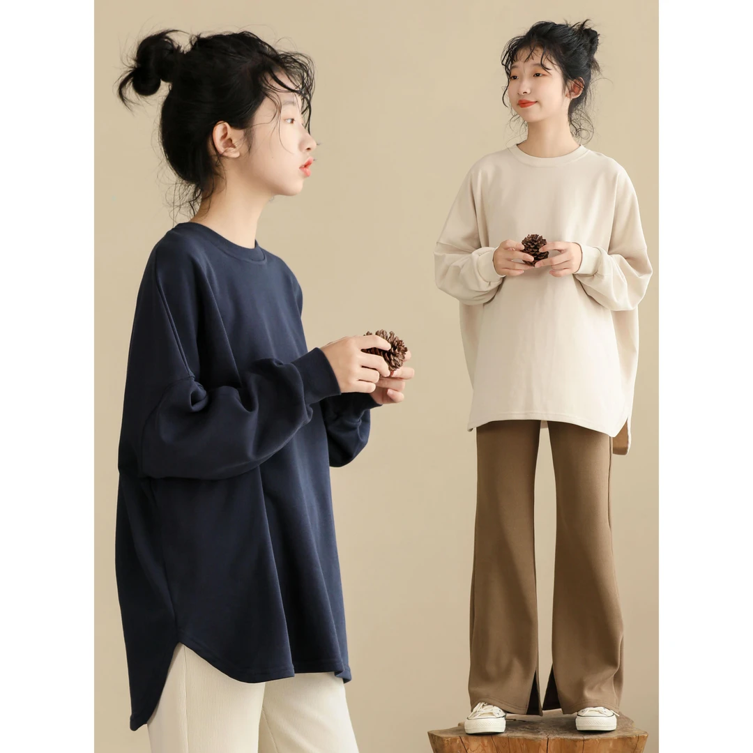 FAVMARTHA中大女生宽松慵懒风格运动衫2025新款休闲时尚套头衫初