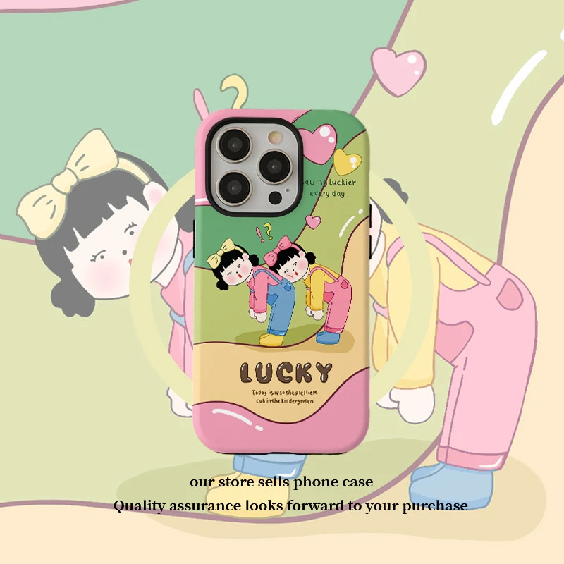 多巴胺幸运女孩适用于苹果16/15/14/13p菲林磁吸二合一保护壳软硬