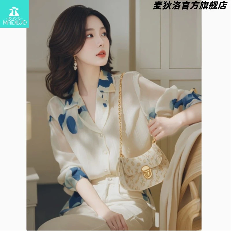 【限量款】早秋新款上衣法式气质独特绝美小衫今年流行爆款雪纺长袖