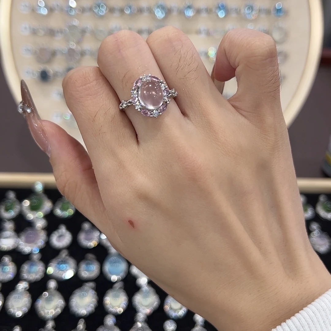 睡***界蛇纹石玉银S925镶嵌戒指