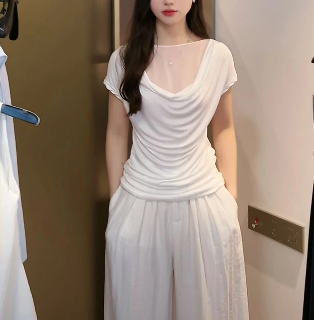 〔福〕喜糖（7558#）时尚气质温柔百搭荡领上衣