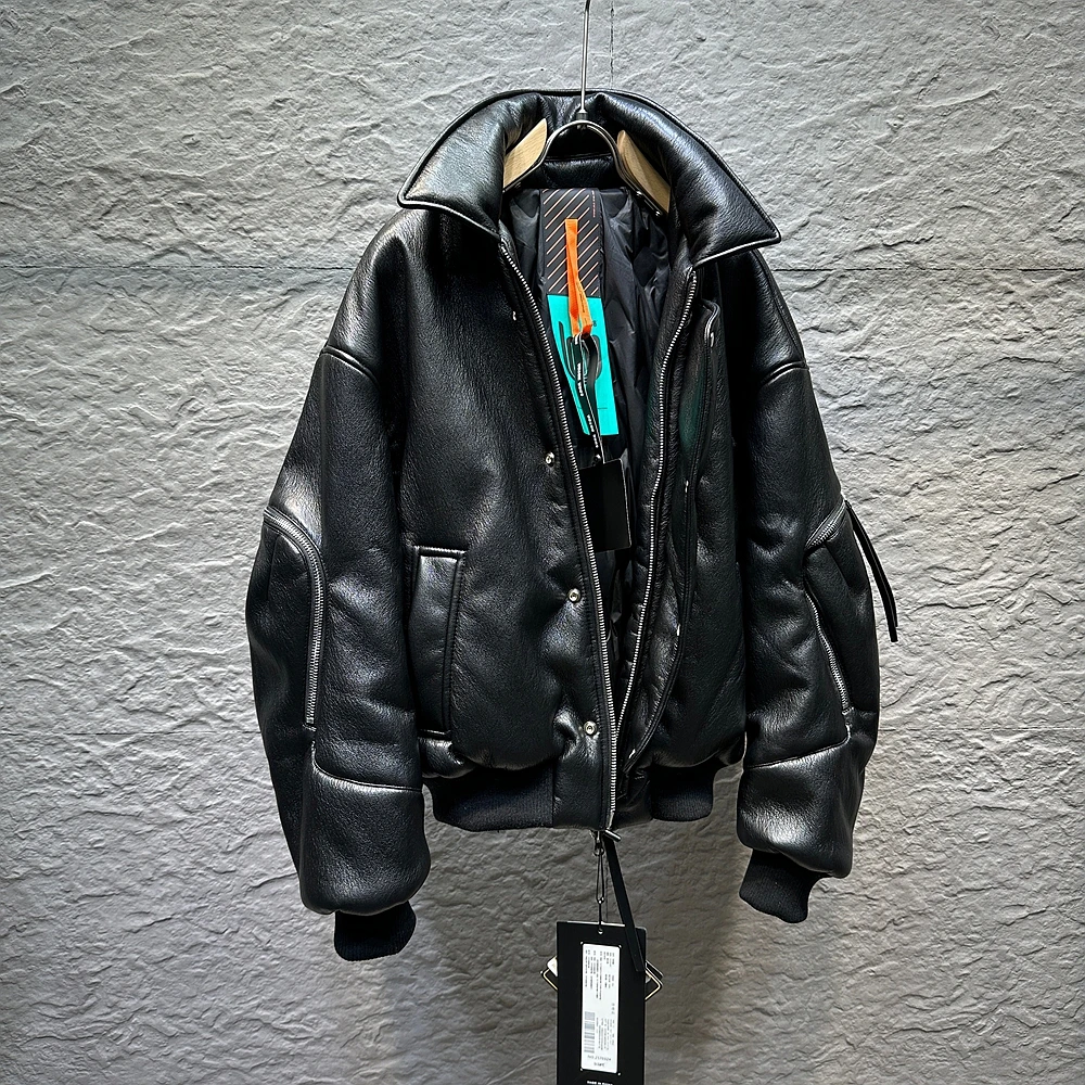 易麦正品男士温暖90白鹅绒防风宽松柔软高级感翻领保暖超酷皮衣