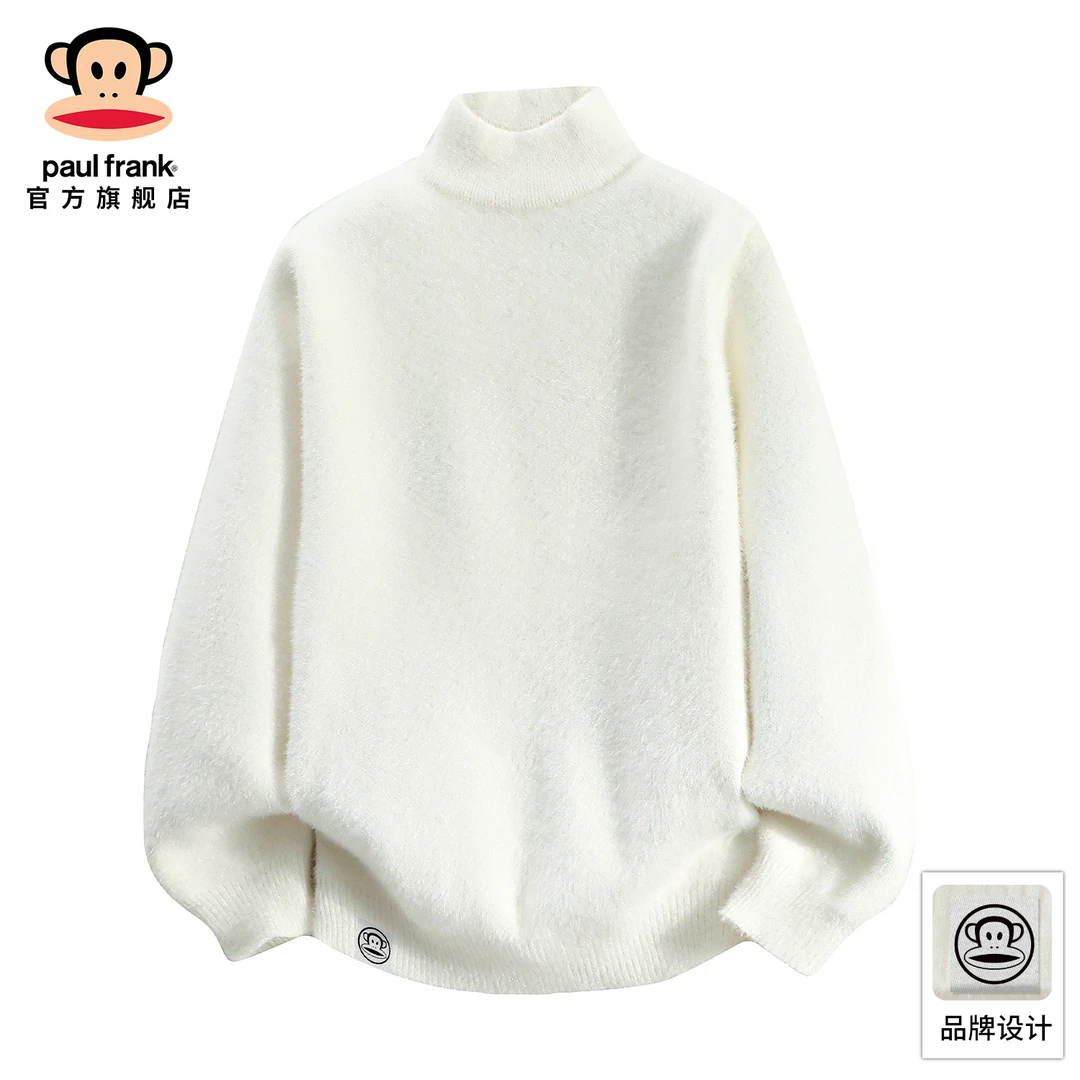 PaulFrank/大嘴猴水貂绒半高领毛衣男冬季纯色宽松休闲保暖打底衫