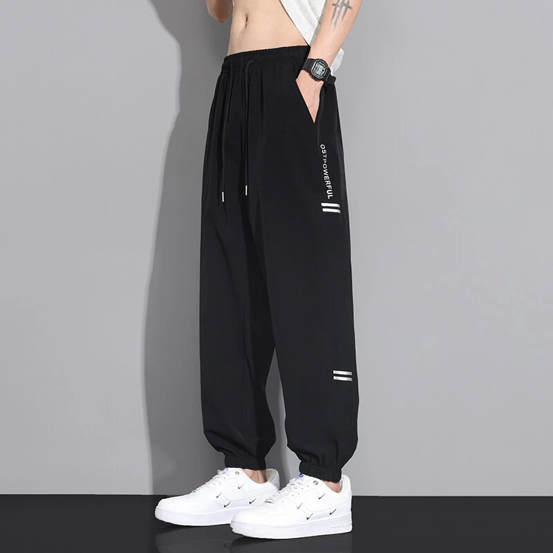 夏季新款青少年宽松束脚裤休闲裤男生冰丝裤长裤子防蚊裤薄款百搭