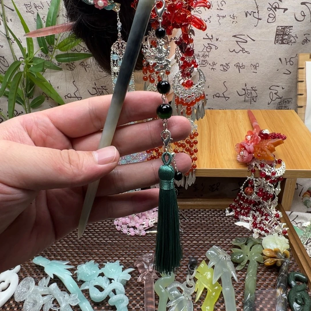 蛇纹石玉合金发饰