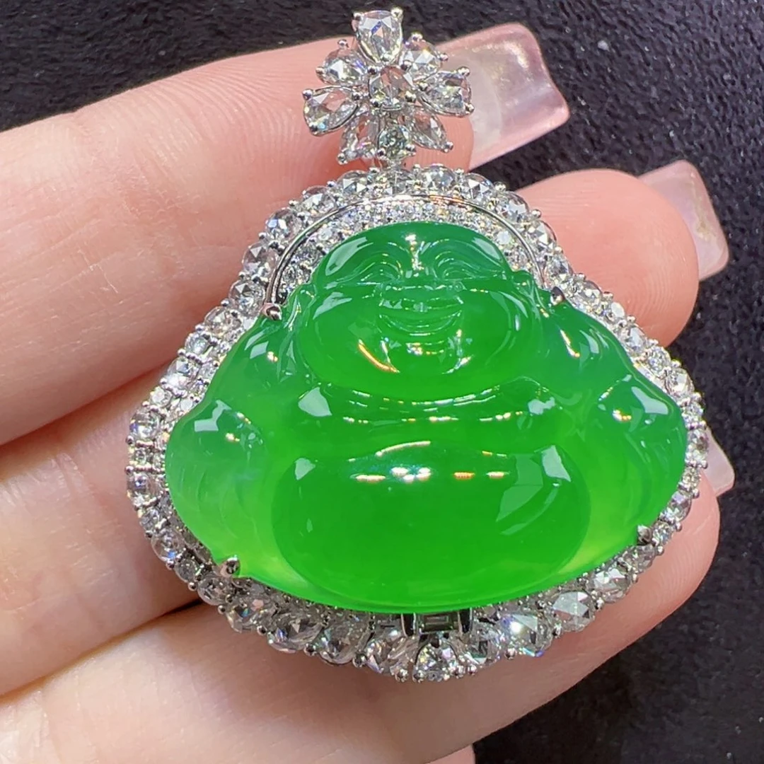 翡翠18K金镶嵌吊坠(不含链)吊坠