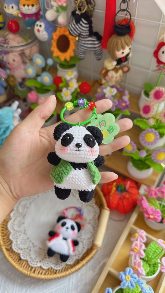 纯手工钩织可爱熊猫成品玩偶挂件/纯手工默认微瑕NO退NO换