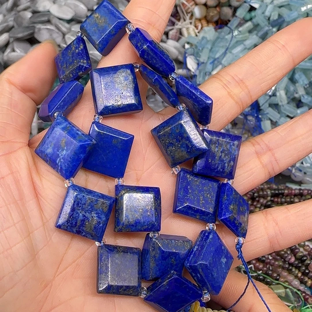 玛瑙/玉髓合金珠宝半成品青金方块一条17mm一条