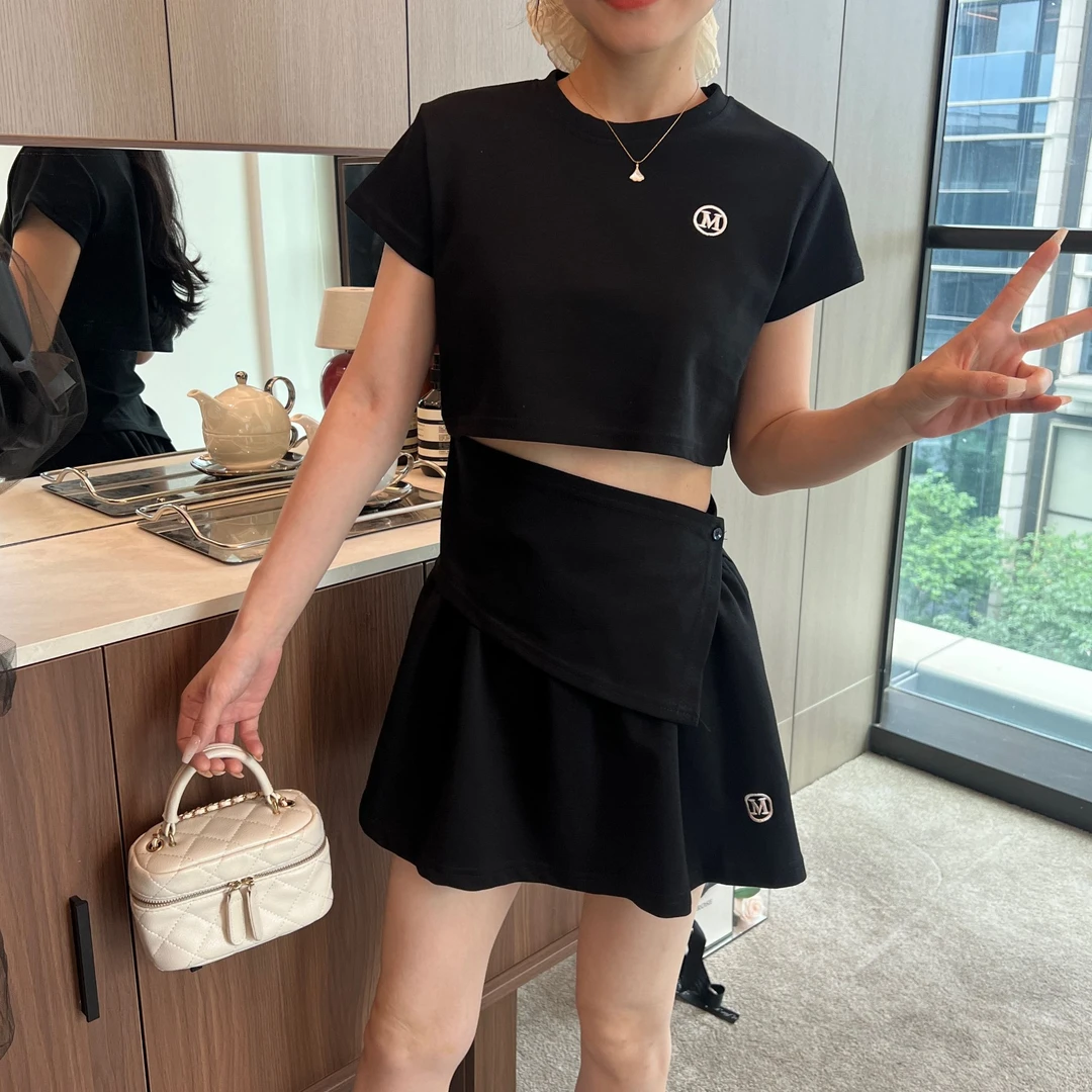 短裤女短袖运动套装小众网红韩版职场休闲风赫本风