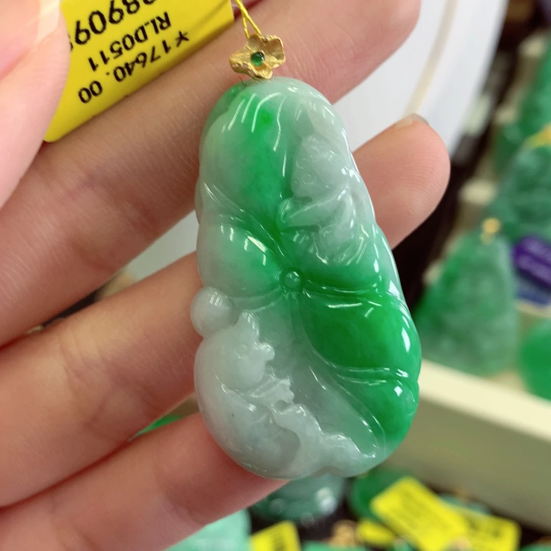 翡翠18K金镶嵌吊坠(不含链)