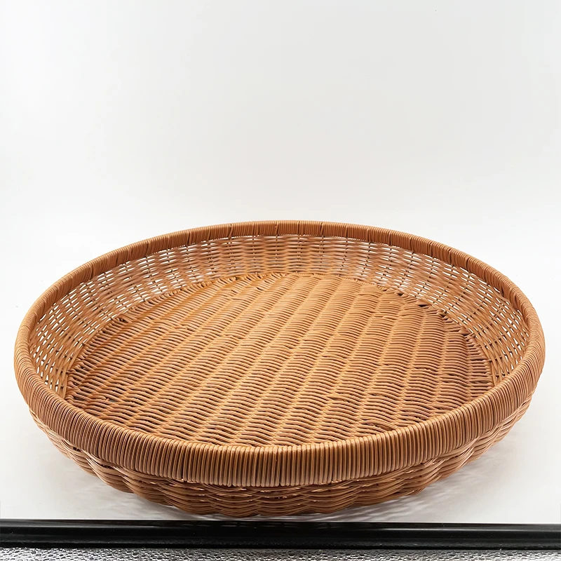 A177【特价】棕色圆形中式轻奢馒头框大晒框收纳手工编织家用50*8
