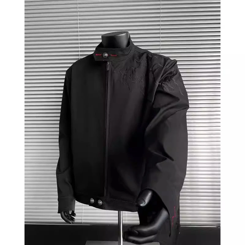 Hype yourself荆棘刺绣哈林顿外套男春秋美式高街立领棒球服夹克