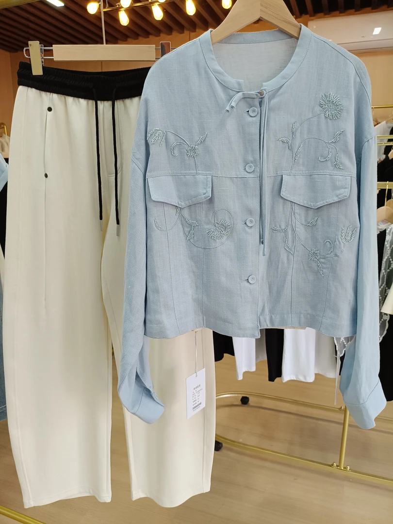 新中式刺绣棉麻外套
