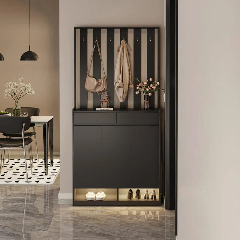 入户门鞋柜带挂衣架一体靠墙覆古玄关柜2025年新款家用客厅隔间柜