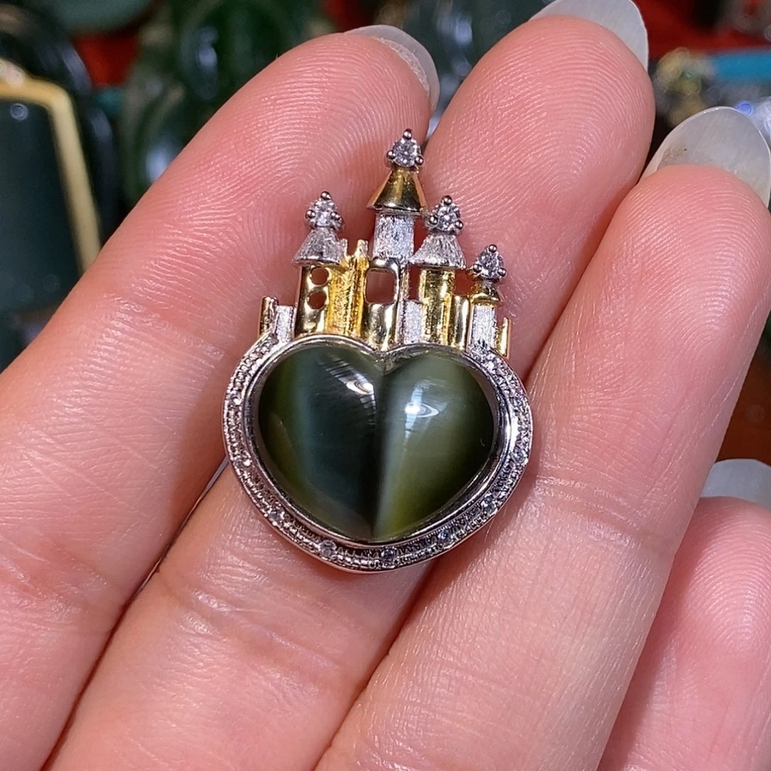 和田玉（碧玉）银S925镶嵌颈饰