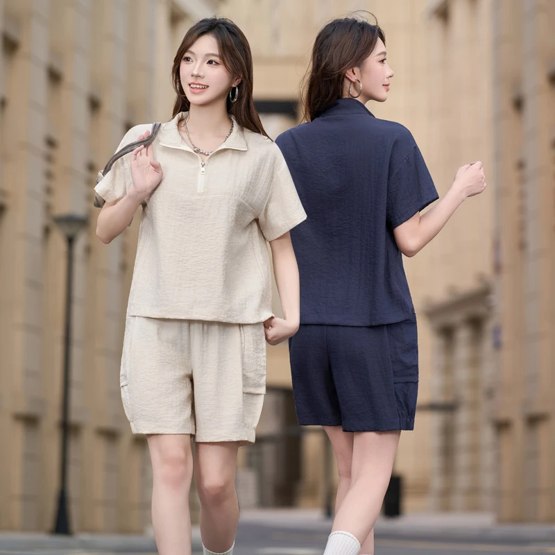 慵懒风休闲风中国风时尚套装复古短裤肯豆风