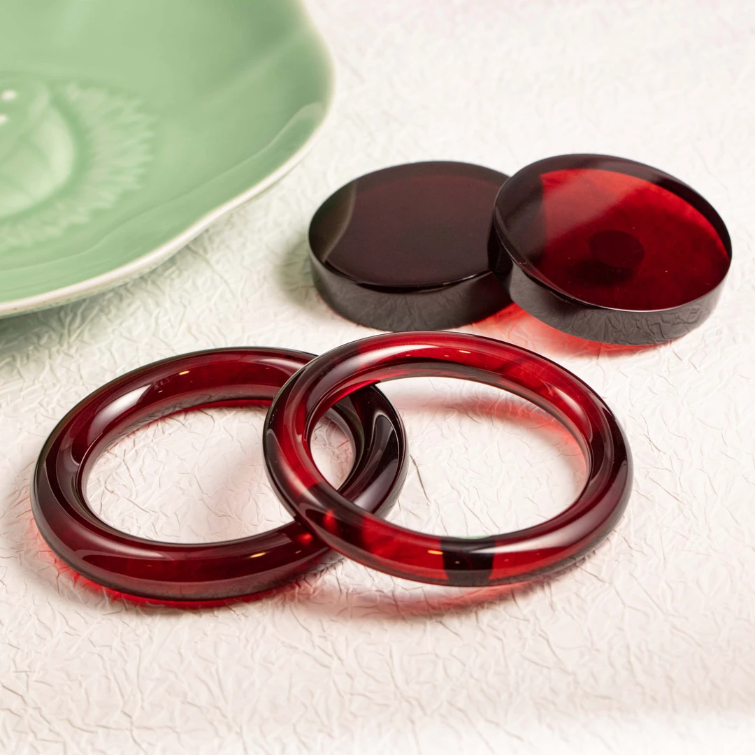 【展会限定】缅珀血珀圆条镯芯手镯多样性发一B040053