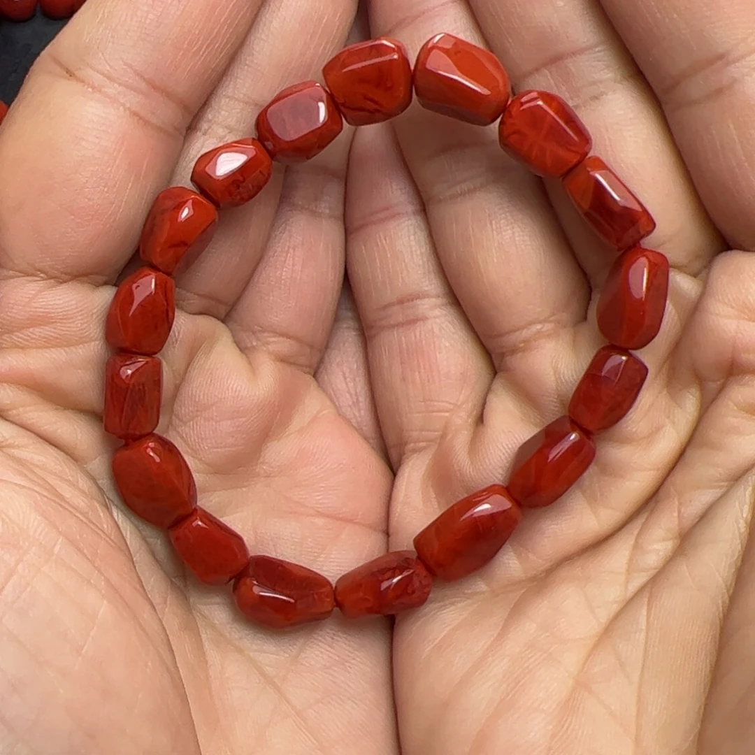 甜***椒南红玛瑙未镶嵌手串