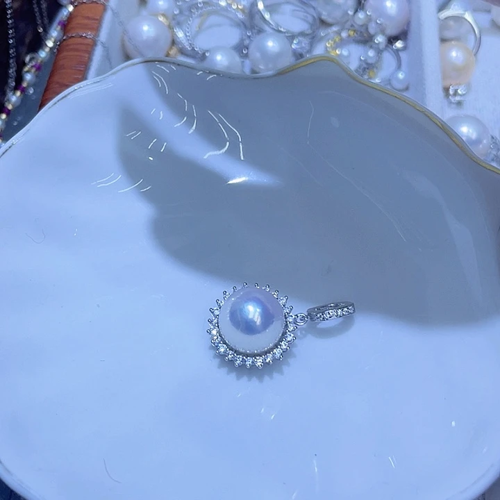 淡水珍珠吊坠(不含链)银S925镶嵌