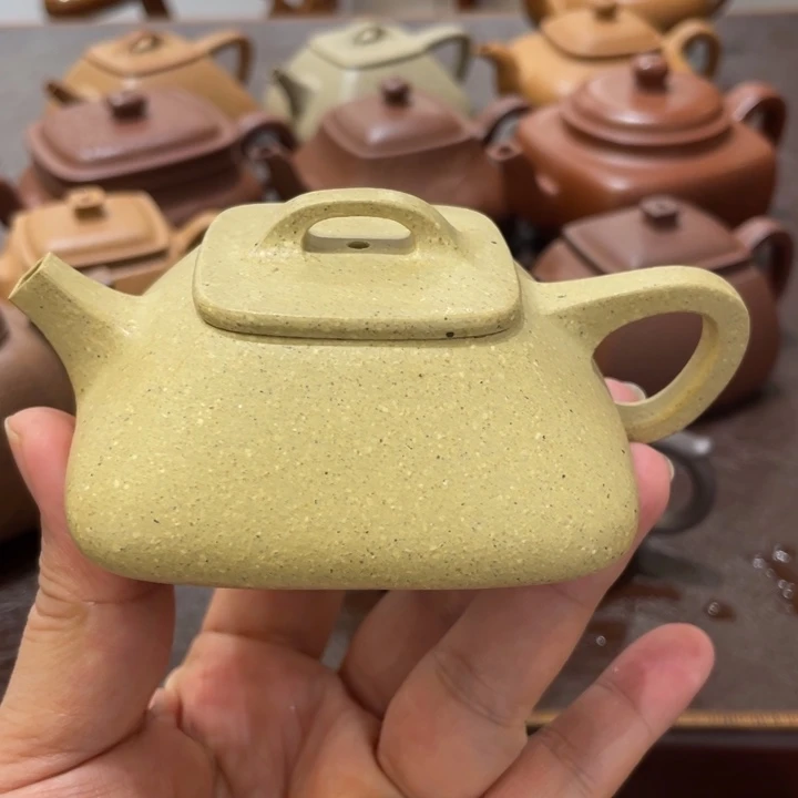 龙***士紫砂茶壶四方石瓢高温本绿