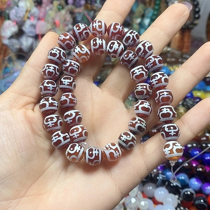 未镶嵌玛瑙/玉髓珠宝半成品玛瑙天珠卡10mm