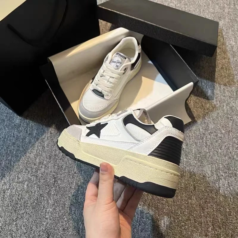 3063 新款复古做旧擦色星星板鞋百搭运动休闲鞋厚底小白鞋女