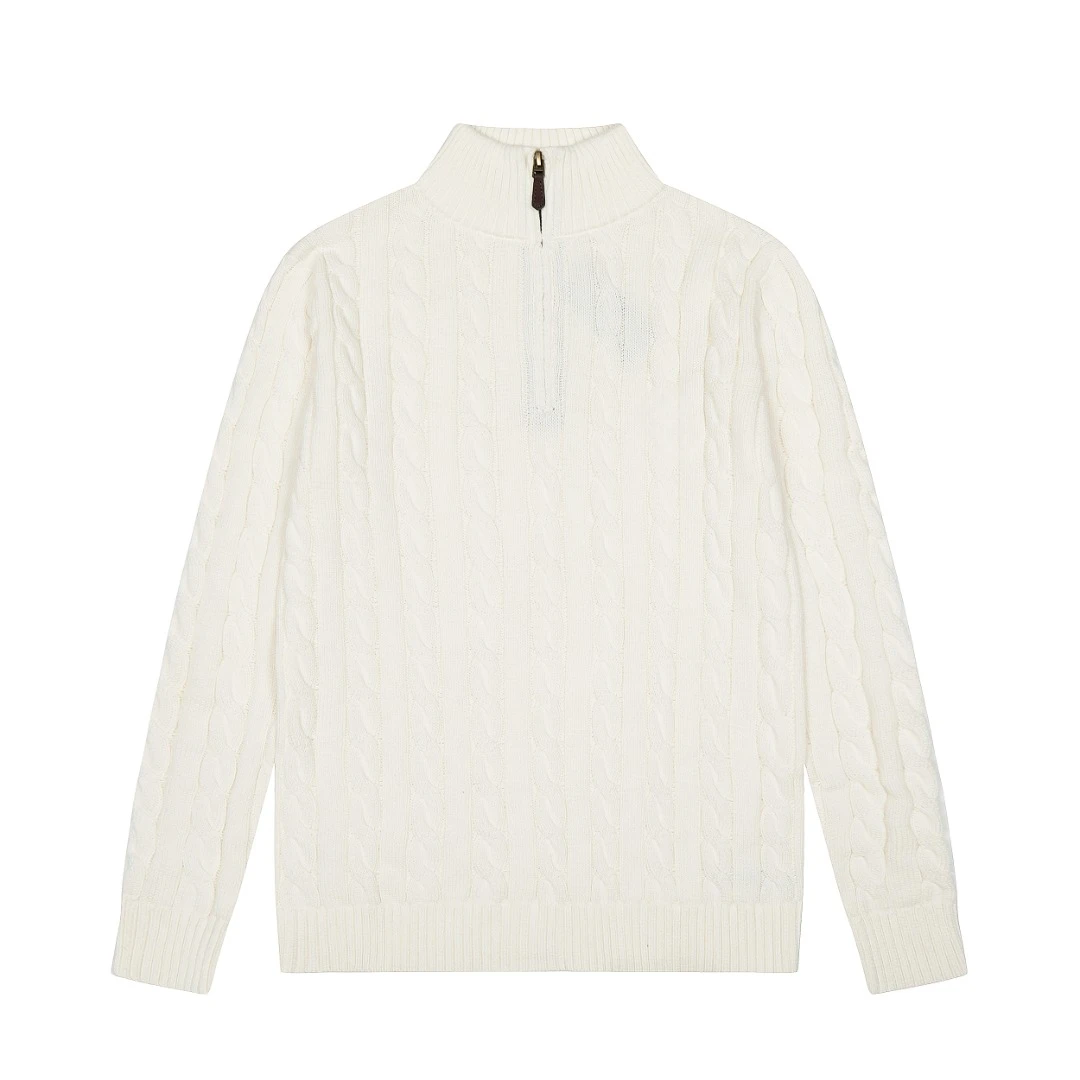 小马-刺绣款-半拉链-针织毛衣-男女同款-浮雕绞花