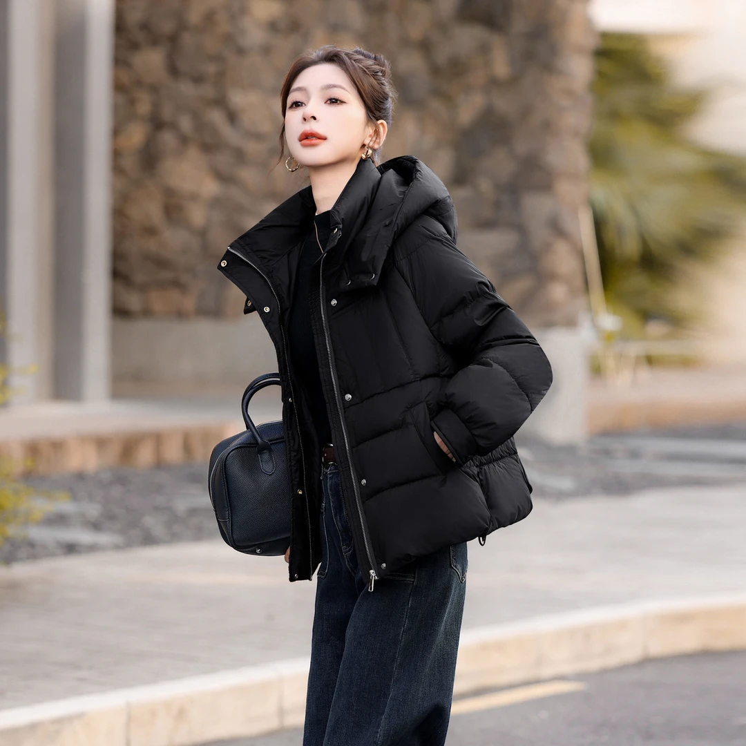 VONSRMAN连帽羽绒服女冬季2025新款时尚气质加厚保暖百搭短款外套