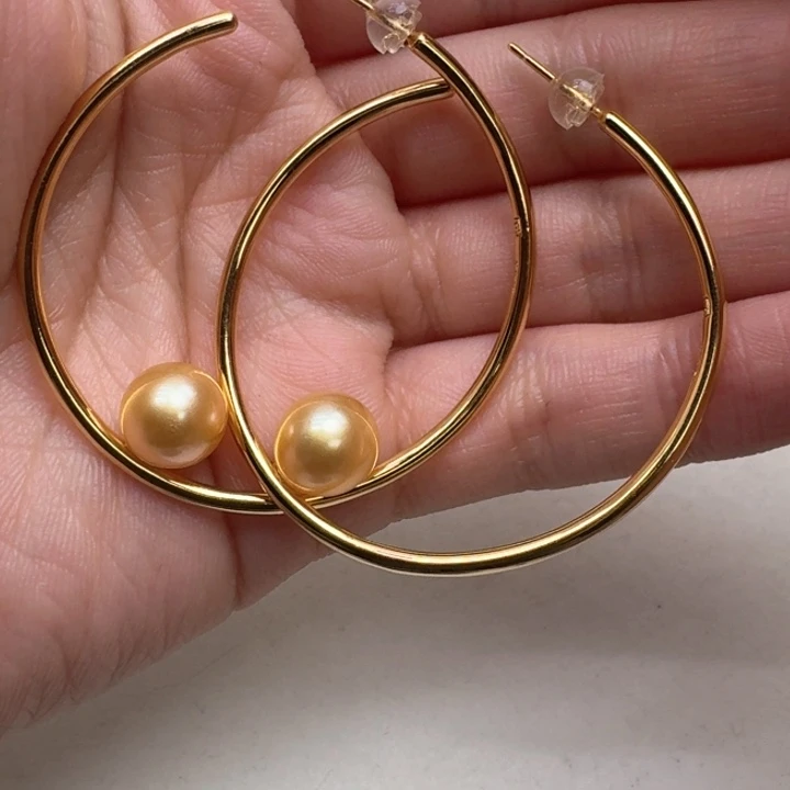 海水珍珠耳饰银S925镶嵌