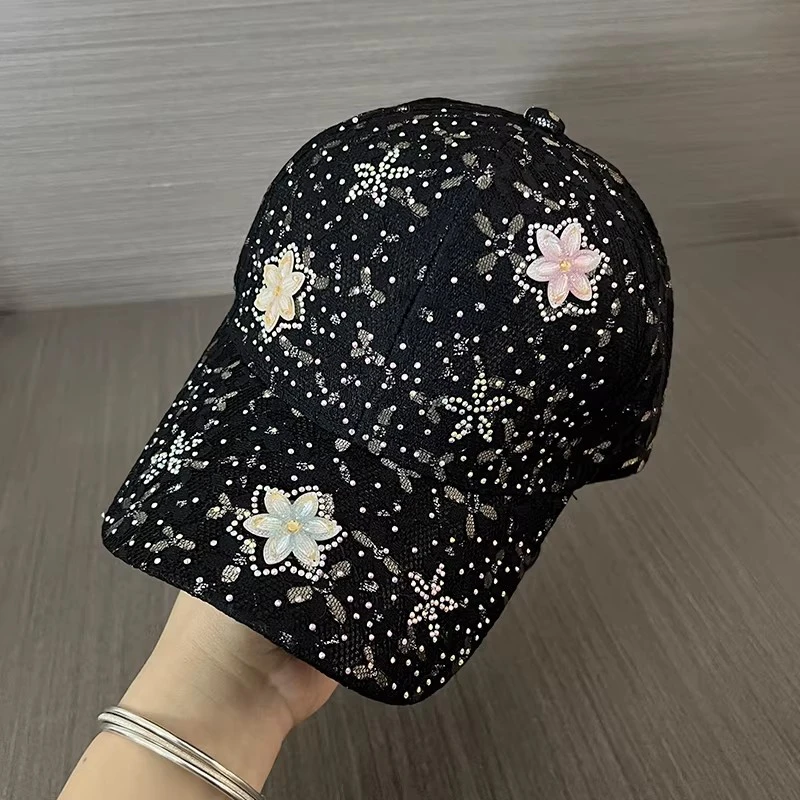 2025新款洋气薄款时尚鸭舌帽镂空女士夏季显脸小休闲英伦棒球帽子