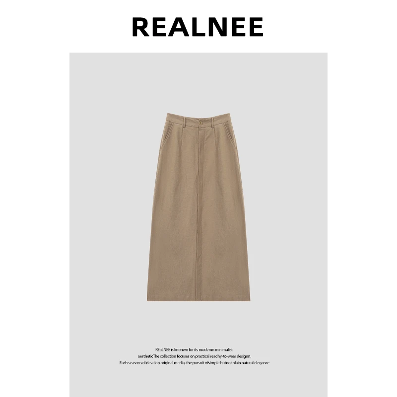【沙丘】“亚麻裙”吉拉家复古极简排扣设计A字半身裙 RLMMT4BQ03402