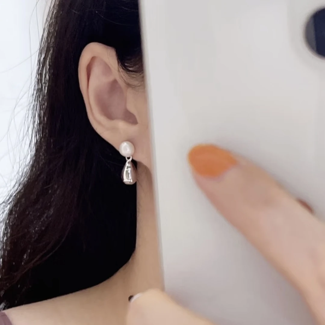 仿珍珠水滴耳钉百搭简约耳饰F-19