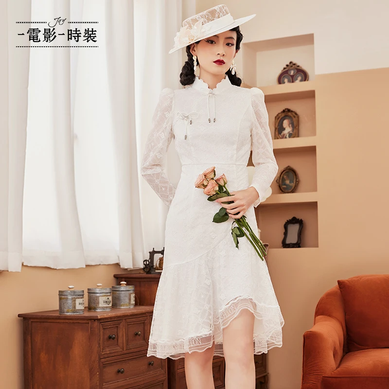 新款蕾丝长袖旗袍女FEBX115