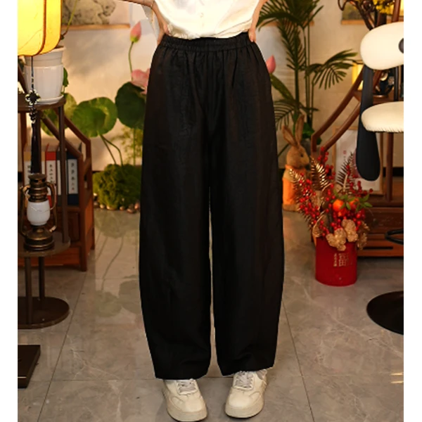 【董小姐】!宠粉福利!2025年新款真丝桑蚕丝龟裂纹香云纱弯刀棉裤女