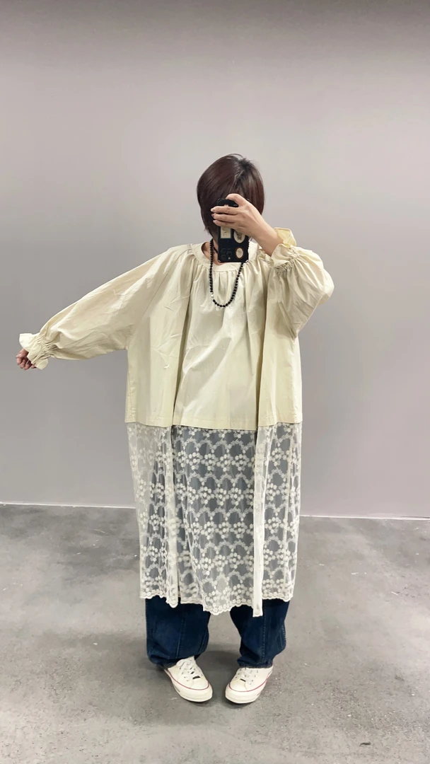 W007 宽松百搭日系长裙拼接面料时尚好穿